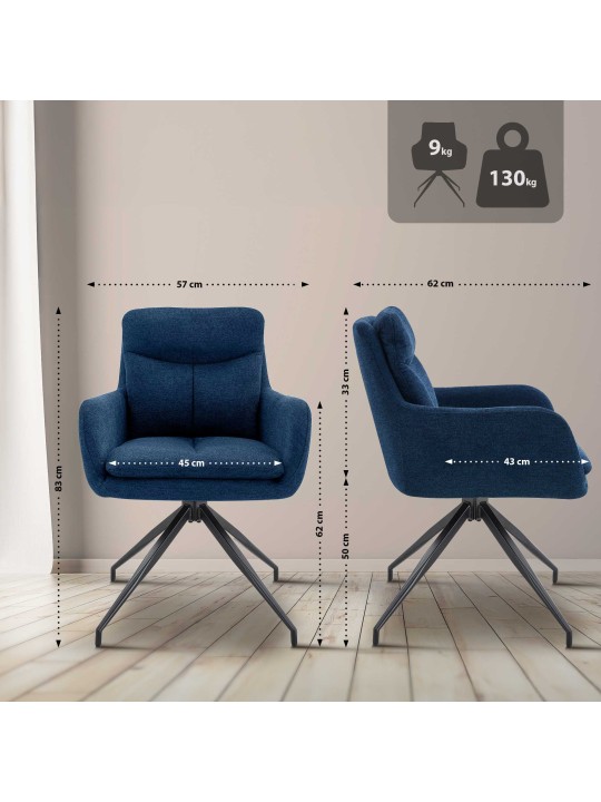 Cadeira de jantar em tecido Somers, azul