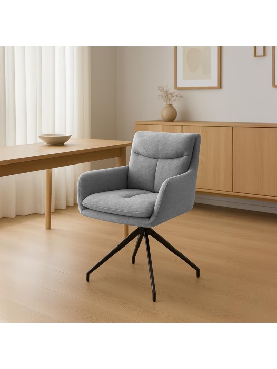 Cadeira de jantar em tecido Somers, cinza claro