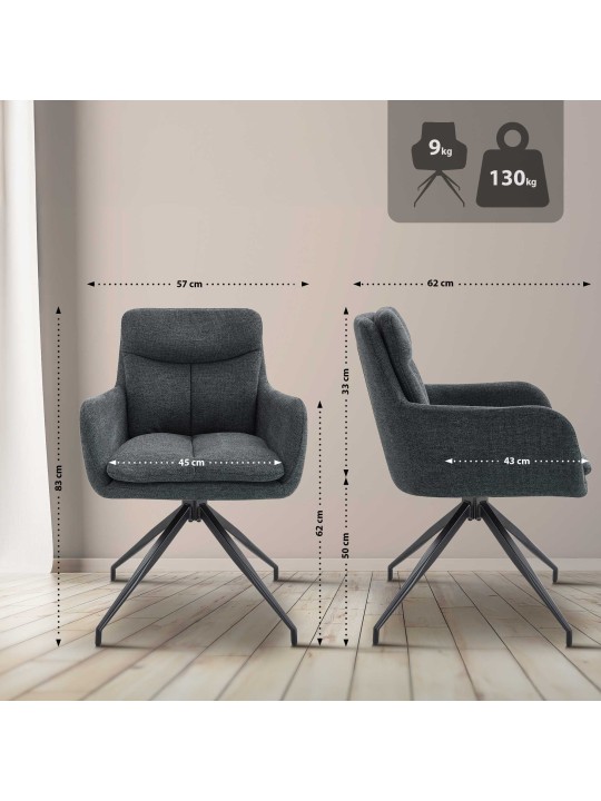 Cadeira de jantar em tecido Somers, cinza escuro