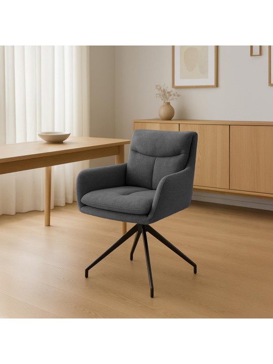 Cadeira de jantar em tecido Somers, cinza escuro