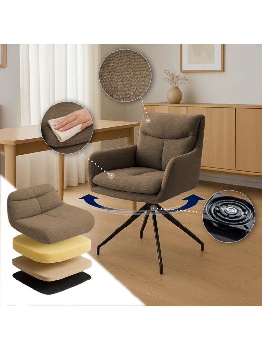 Cadeira de jantar em tecido Somers, castanho