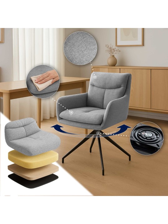 Cadeira de jantar em tecido Somers, cinza claro