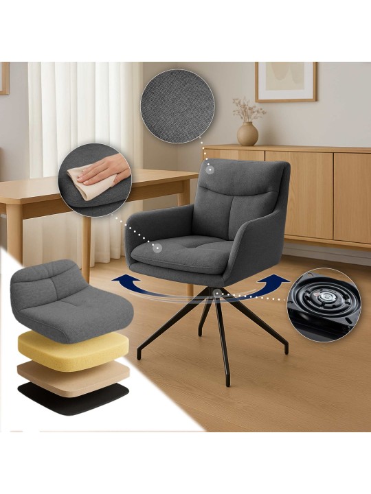 Conjunto de 2 cadeiras de jantar em tecido Somers, cinza escuro