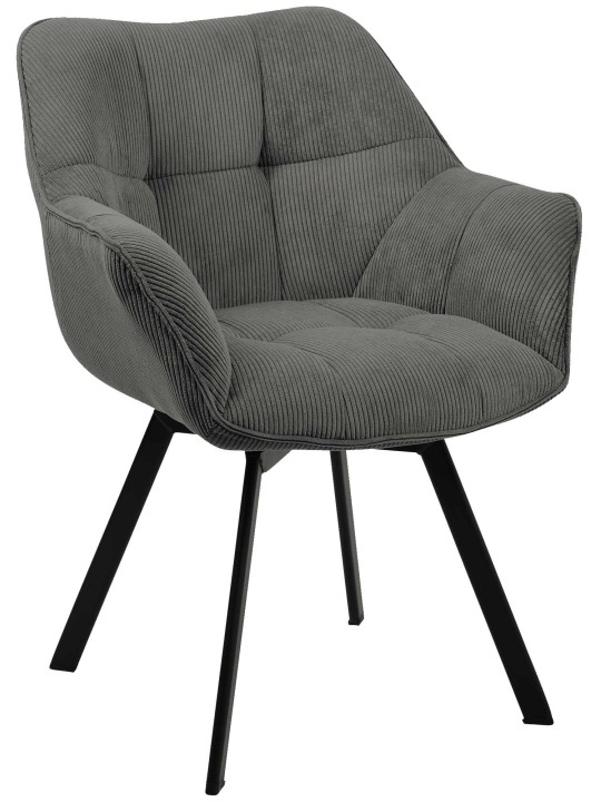 Cadeira da sala de jantar Jordi Cord, cinza escuro Cadeira da sala de jantar Jordi Cord, cinza escuro