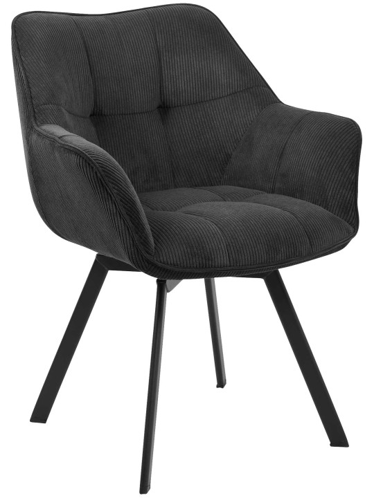 Cadeira da sala de jantar Jordi Cord, preto Cadeira da sala de jantar Jordi Cord, preto