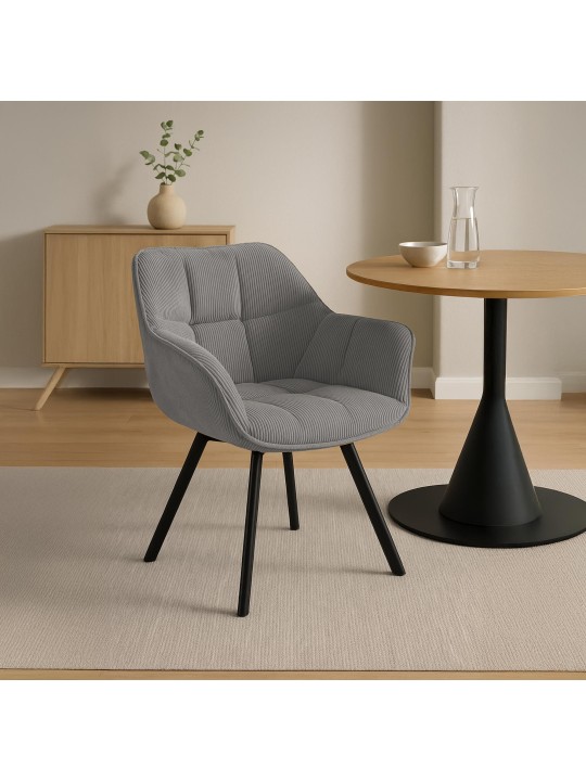 Cadeira da sala de jantar Jordi Cord, cinza