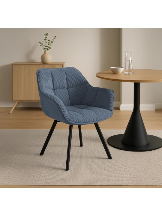 Cadeira da sala de jantar Jordi Cord, azul Cadeira da sala de jantar Jordi Cord, azul