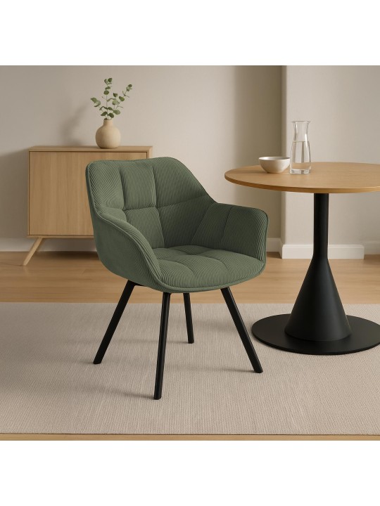 Cadeira da sala de jantar Jordi Cord, verde Cadeira da sala de jantar Jordi Cord, verde