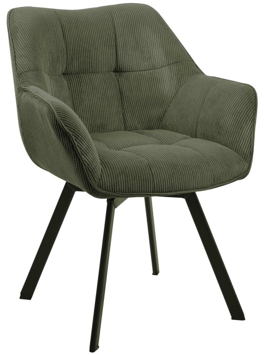 Cadeira da sala de jantar Jordi Cord, verde Cadeira da sala de jantar Jordi Cord, verde
