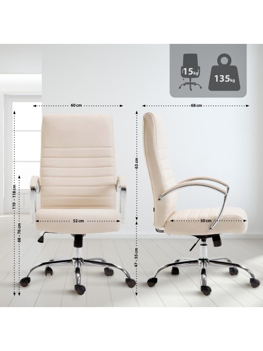 Cadeira de escritório Valais em couro sintético, creme
