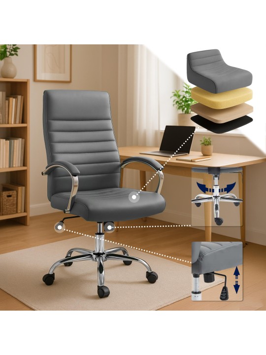 Cadeira de escritório Valais em couro sintético, cinza