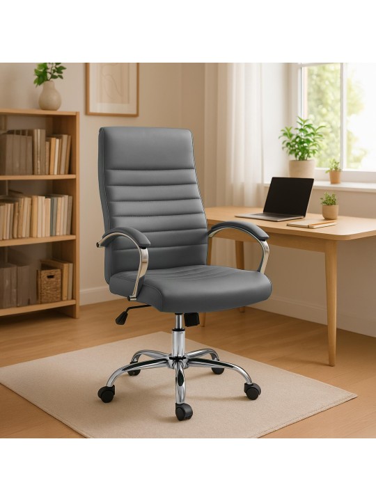 Cadeira de escritório Valais em couro sintético, cinza