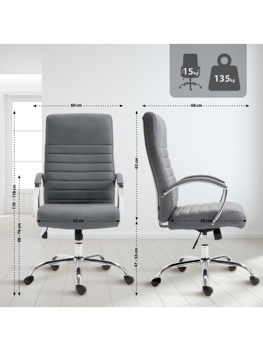 Cadeira de escritório Valais em couro sintético, cinza