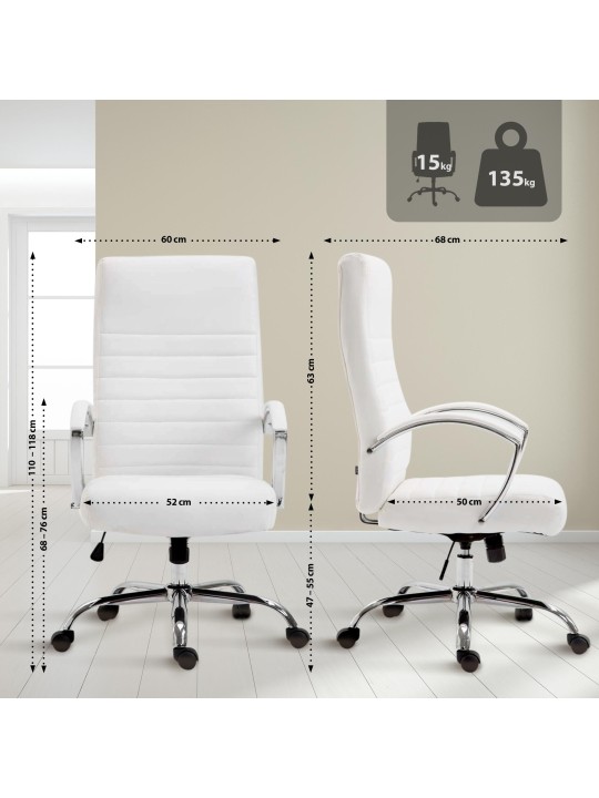 Cadeira de escritório Valais em couro sintético, branco