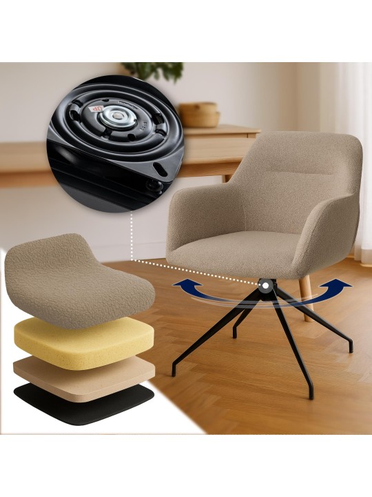 Cadeira da sala de jantar tecido Merlinda Teddy, taupe Cadeira da sala de jantar tecido Merlinda Teddy, taupe