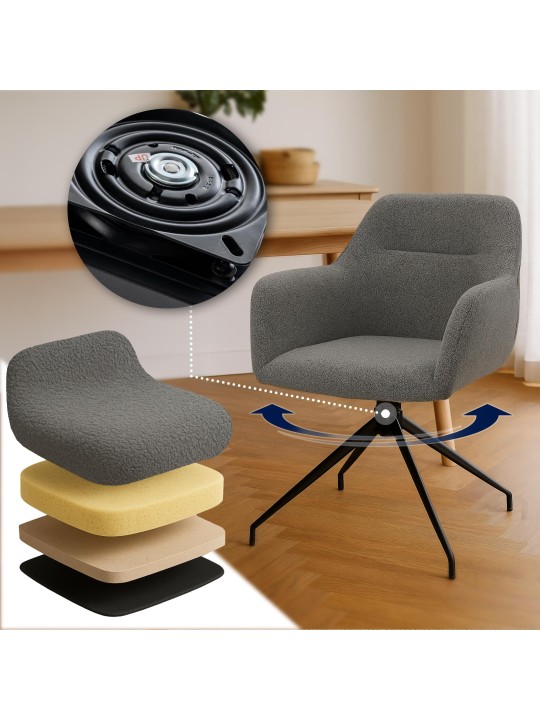 Cadeira da sala de jantar tecido Merlinda Teddy, cinza Cadeira da sala de jantar tecido Merlinda Teddy, cinza