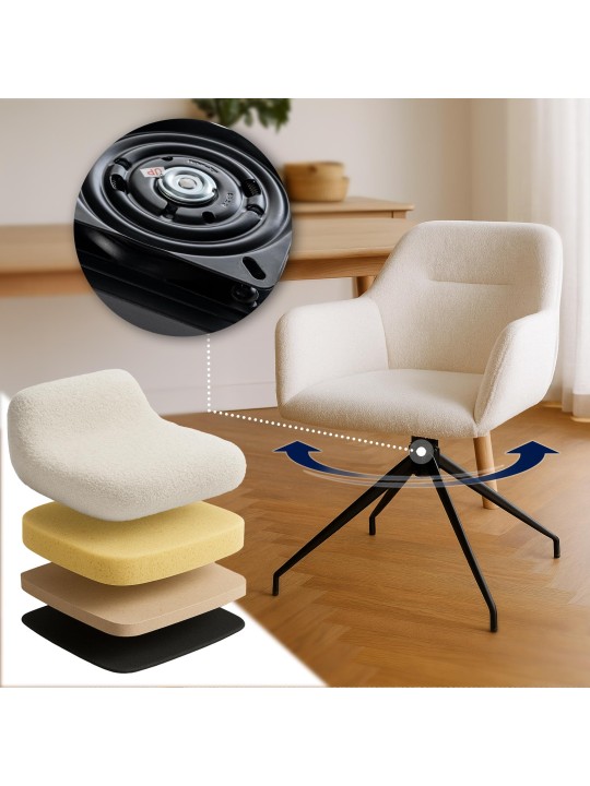 Cadeira da sala de jantar tecido Merlinda Teddy, creme Cadeira da sala de jantar tecido Merlinda Teddy, creme