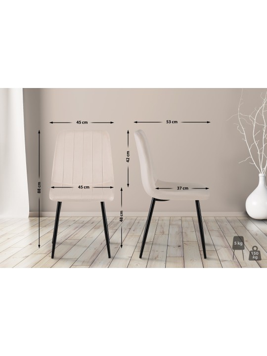 Conjunto de 4 cadeiras de veludo Dijon, creme