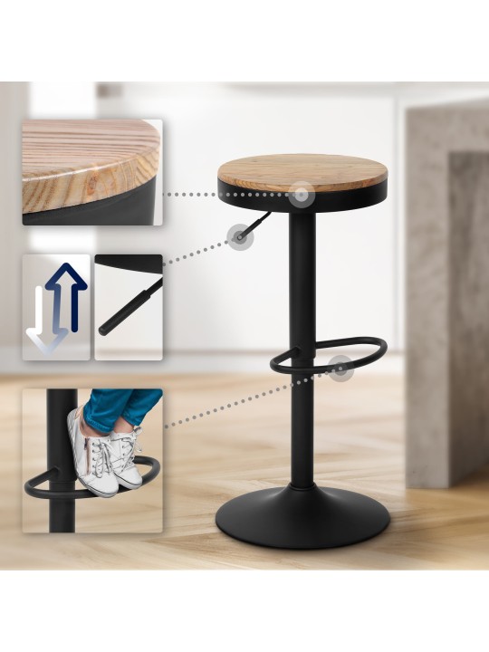 Conjunto de 2 bancos altos Pitas, natural