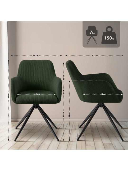 Cadeira de jantar Olema Cord, verde