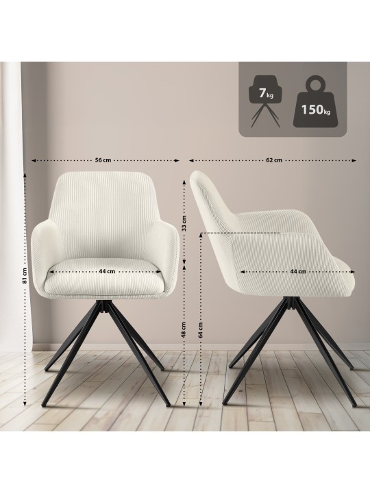 Cadeira de jantar Olema Cord, creme