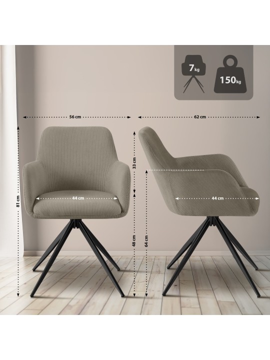 Cadeira de jantar Olema Cord, taupe