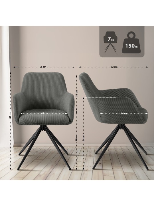 Cadeira de jantar Olema Cord, cinza
