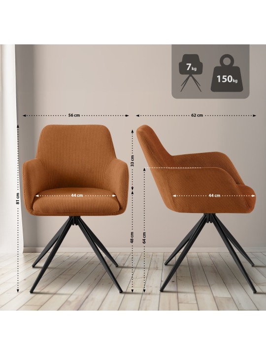 Cadeira de jantar Olema Cord, laranja