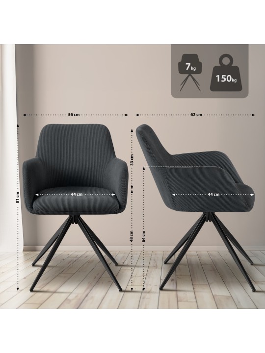 Cadeira de jantar Olema Cord, preto Cadeira de jantar Olema Cord, preto