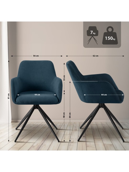 Cadeira de jantar Olema Cord, azul
