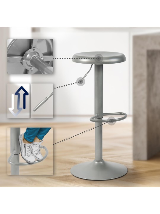 Conjunto de 2 bancos altos Williston, prata