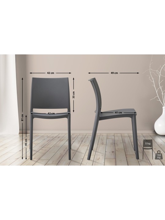 Conjunto de 2 cadeiras Meton, cinza escuro