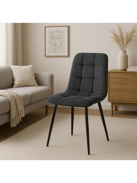 Conjunto de 4 cadeiras para sala de jantar Tilde Cord, preto