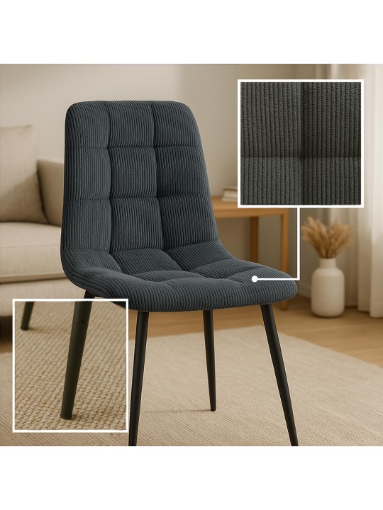 Conjunto de 4 cadeiras para sala de jantar Tilde Cord, preto