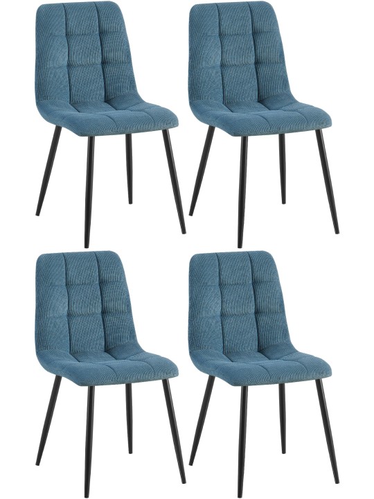 Conjunto de 4 cadeiras para sala de jantar Tilde Cord, azul Conjunto de 4 cadeiras para sala de jantar Tilde Cord, azul
