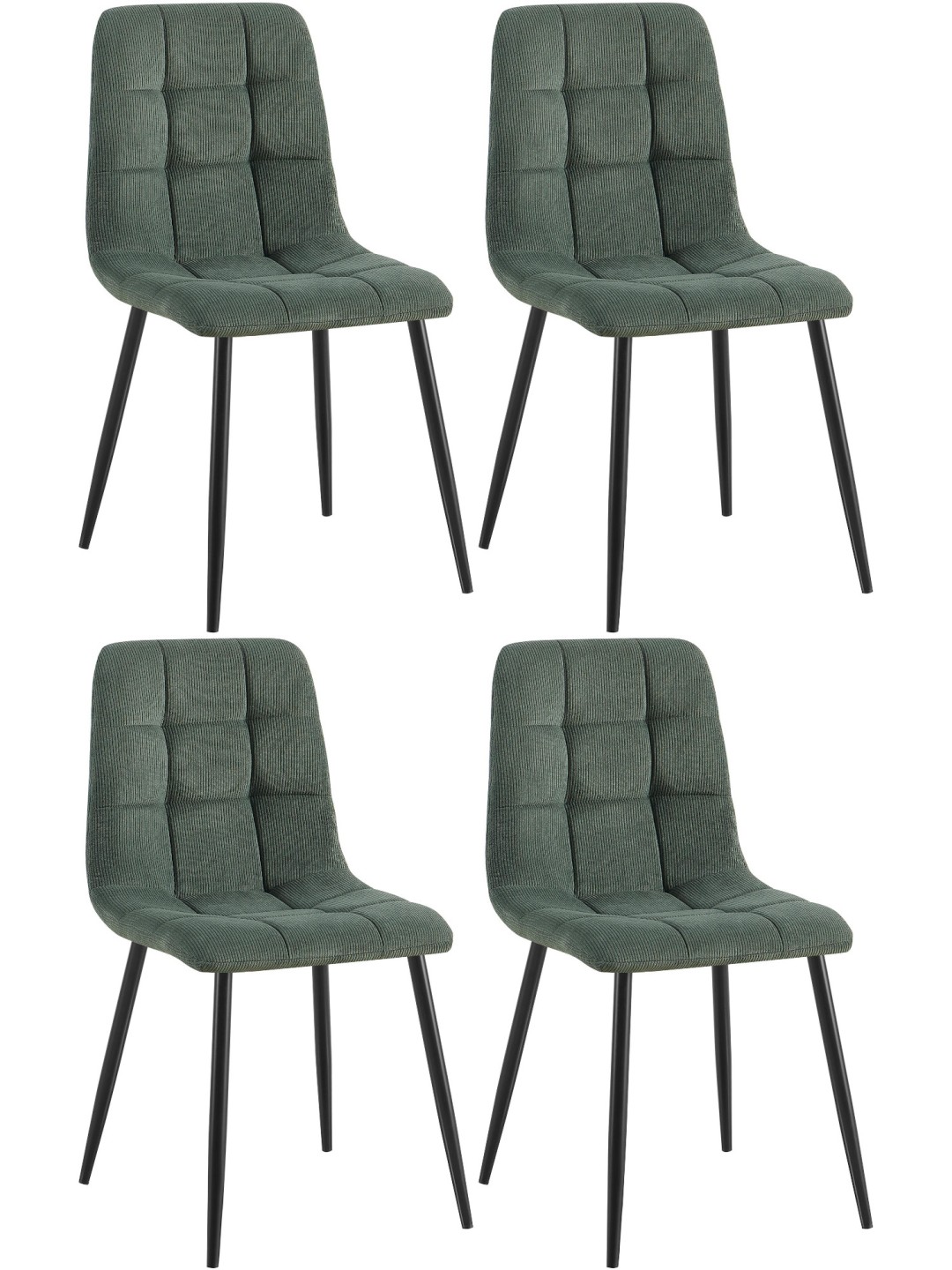 Conjunto de 4 cadeiras para sala de jantar Tilde Cord, verde