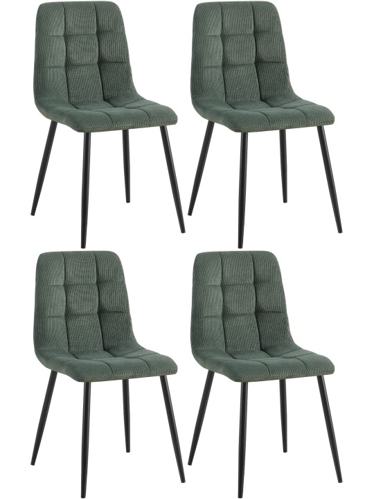 Conjunto de 4 cadeiras para sala de jantar Tilde Cord, verde