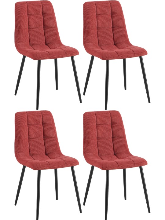 Conjunto de 4 cadeiras para sala de jantar Tilde Cord, bordô Conjunto de 4 cadeiras para sala de jantar Tilde Cord, bordô