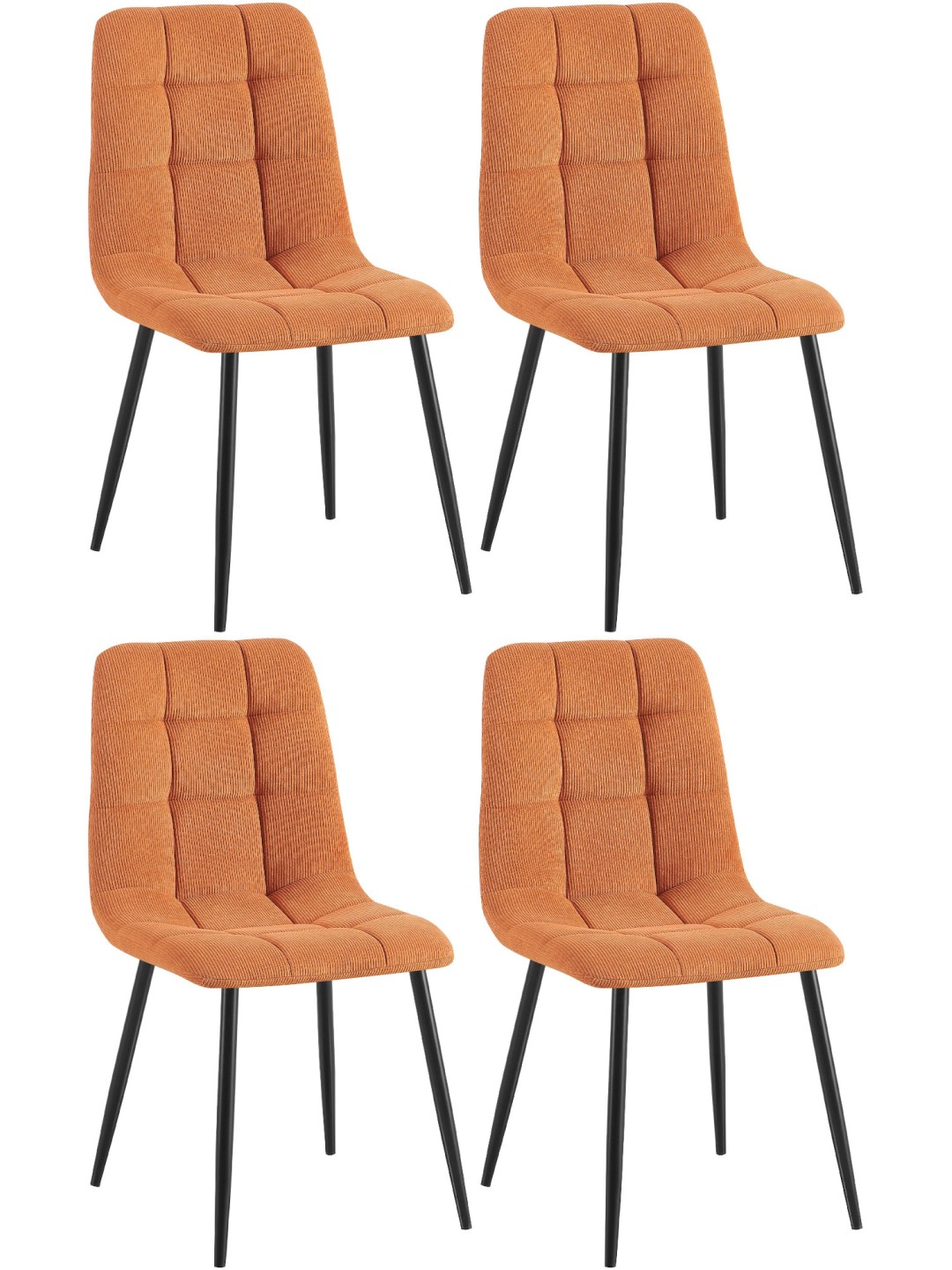 Conjunto de 4 cadeiras para sala de jantar Tilde Cord, laranja