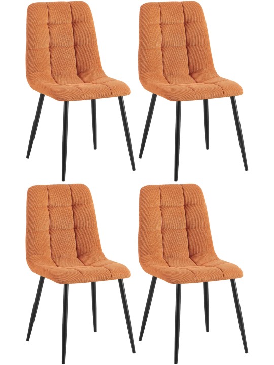Conjunto de 4 cadeiras para sala de jantar Tilde Cord, laranja