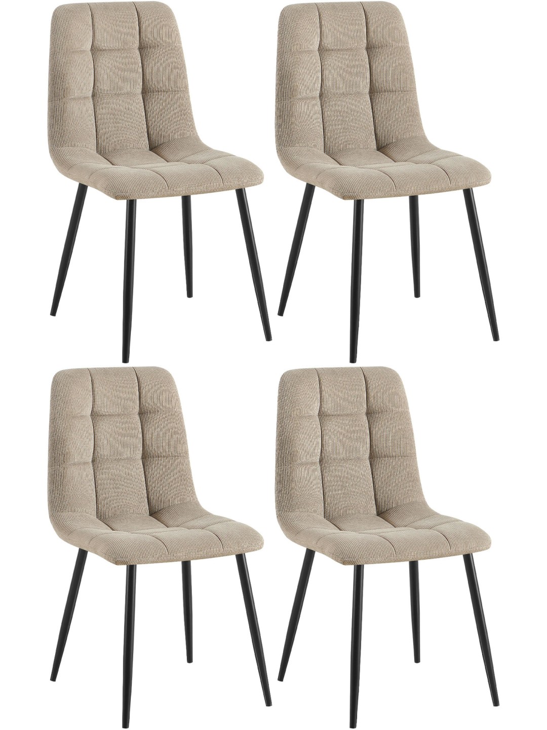 Conjunto de 4 cadeiras para sala de jantar Tilde Cord, taupe