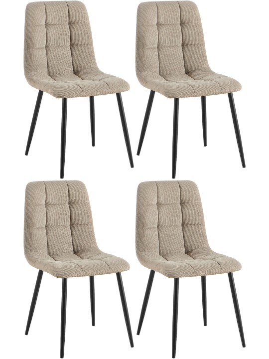 Conjunto de 4 cadeiras para sala de jantar Tilde Cord, taupe Conjunto de 4 cadeiras para sala de jantar Tilde Cord, taupe