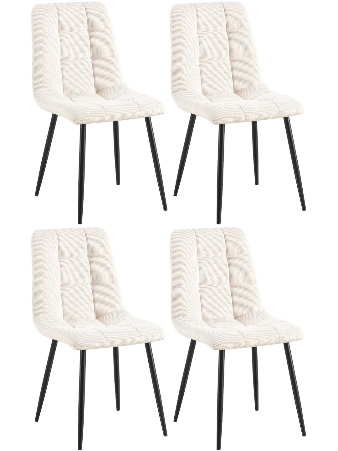 Conjunto de 4 cadeiras para sala de jantar Tilde Cord, creme