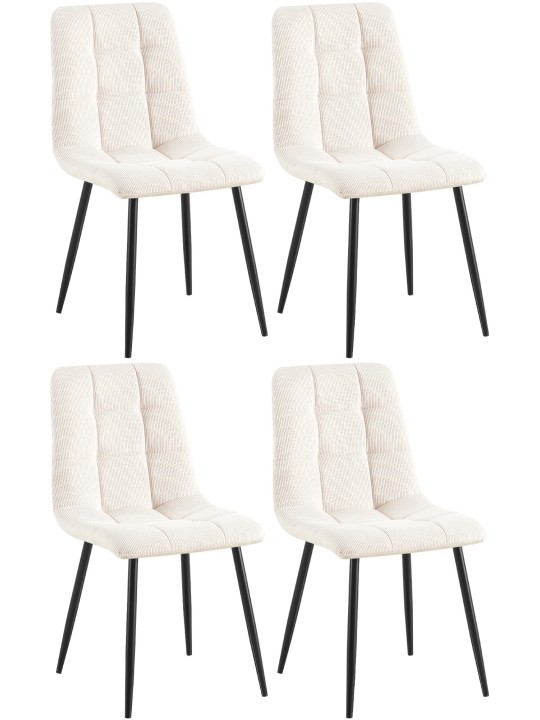 Conjunto de 4 cadeiras para sala de jantar Tilde Cord, creme