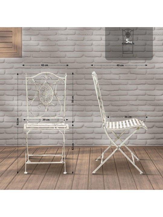 Conjunto de 2 cadeiras Sibell, branco antigo