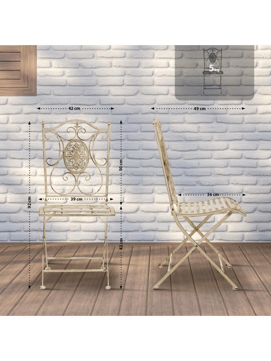 Conjunto de 2 cadeiras Sibell, creme antigo