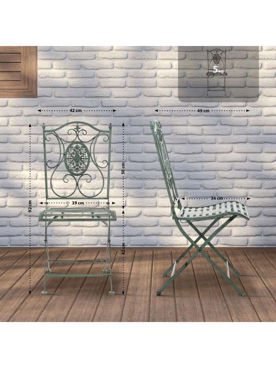 Conjunto de 2 cadeiras Sibell, verde antigo