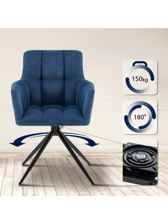 Conjunto de 2 cadeiras de jantar Jonah em tecido, azul escuro