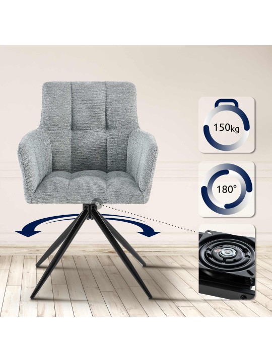 Conjunto de 2 cadeiras de jantar Jonah em tecido, cinza claro