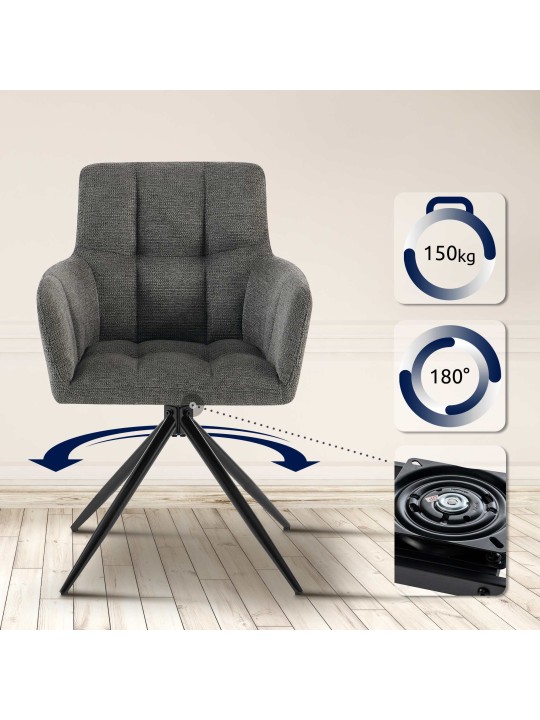 Conjunto de 2 cadeiras de jantar Jonah em tecido, cinza escuro Conjunto de 2 cadeiras de jantar Jonah em tecido, cinza escuro